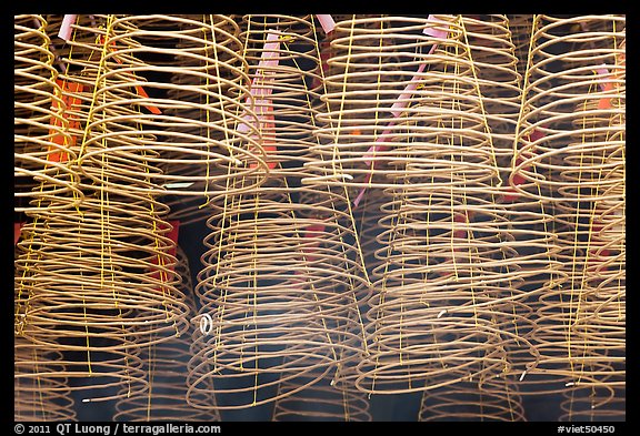 Burning incense coils, Thien Hau Pagoda. Cholon, District 5, Ho Chi Minh City, Vietnam (color)