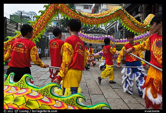 Dragon dancers, Thien Hau Pagoda. Cholon, District 5, Ho Chi Minh City, Vietnam