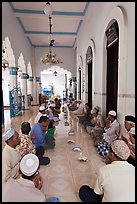 Men sitting in gallery, Cholon Mosque. Cholon, District 5, Ho Chi Minh City, Vietnam (color)