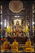 Monks in worship, Giac Lam Pagoda, Tan Binh District. Ho Chi Minh City, Vietnam