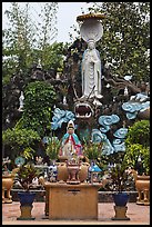 Statues and fountain, Giac Lam Pagoda, Tan Binh District. Ho Chi Minh City, Vietnam (color)