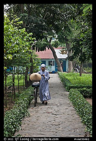 Nun, Giac Lam Pagoda, Tan Binh District. Ho Chi Minh City, Vietnam (color)