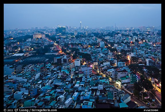 View of Cholon, from above at dusk. Cholon, Ho Chi Minh City, Vietnam