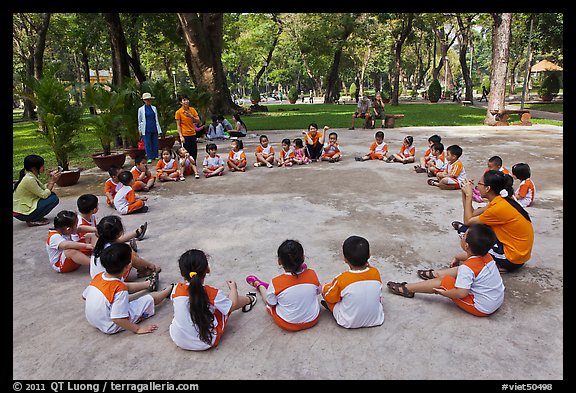 Uniformed schoolchildren, Cong Vien Van Hoa Park. Ho Chi Minh City, Vietnam (color)