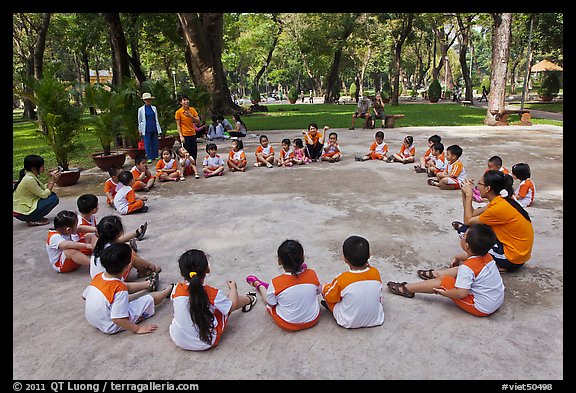 Uniformed schoolchildren, Cong Vien Van Hoa Park. Ho Chi Minh City, Vietnam