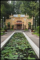 Lilly pond and temple gate, Cong Vien Van Hoa Park. Ho Chi Minh City, Vietnam ( color)