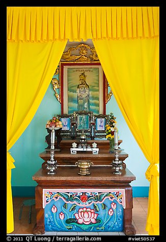 Altar, Saigon Caodai temple, district 5. Ho Chi Minh City, Vietnam (color)