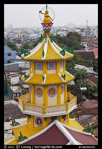 Back tower, Saigon Caodai temple, district 5. Ho Chi Minh City, Vietnam (color)