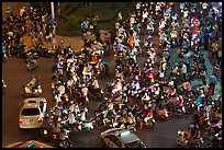 Traffic from above, intersection of Nguyen Hue and Le Loi. Ho Chi Minh City, Vietnam