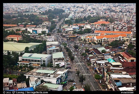 Aerial view of street and houses. Ho Chi Minh City, Vietnam