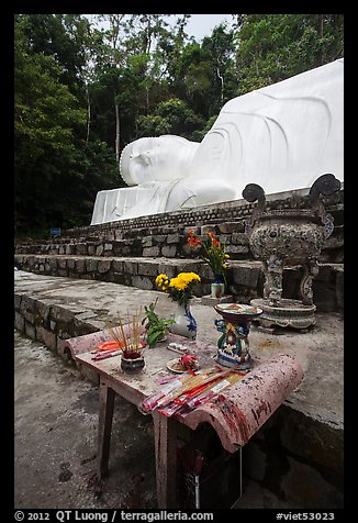 Alter below largest Vietnam Buddha statue. Ta Cu Mountain, Vietnam (color)