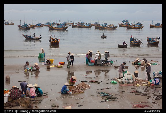 Activity on beach seen from above. Mui Ne, Vietnam