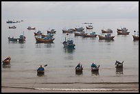 Fishing boats moored at the fishing beach. Mui Ne, Vietnam (color)