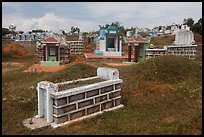 Cemetery with tombs and tumuli. Mui Ne, Vietnam (color)