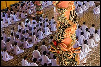 Column and worshippers, Cao Dai Holy See temple. Tay Ninh, Vietnam ( color)