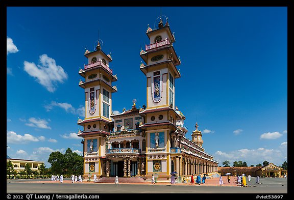 Cao Dai Holy See facade. Tay Ninh, Vietnam (color)