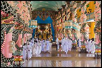 Cao Dai followers during a service inside Holy See. Tay Ninh, Vietnam ( color)