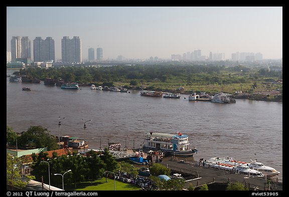 View over Saigon River in the morning. Ho Chi Minh City, Vietnam (color)
