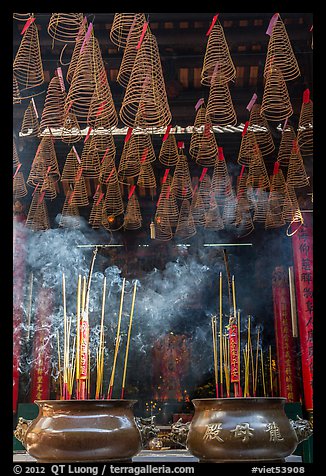 Incense sticks and coils, Thien Hau Pagoda. Cholon, District 5, Ho Chi Minh City, Vietnam (color)
