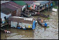 Riverside houses activity from above, Cai Rang. Can Tho, Vietnam ( color)