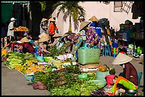 Vegetables for sale at market, Cai Rang. Can Tho, Vietnam (color)