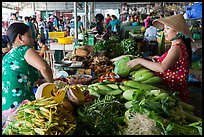 Buying and selling vegetable inside covered market, Cai Rang. Can Tho, Vietnam ( color)