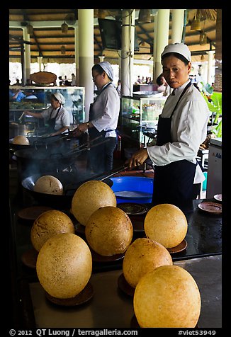 Crispy spherical shells beeing prepared. Mekong Delta, Vietnam