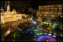 City Hall square at night from above. Ho Chi Minh City, Vietnam ( color)