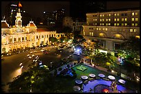 City Hall square at night from above. Ho Chi Minh City, Vietnam