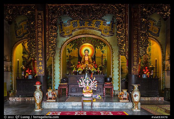 Interior of Linh Ung pagoda,. Da Nang, Vietnam (color)