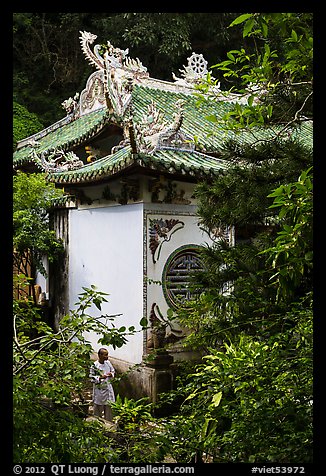 Linh Ung pagoda and monk. Da Nang, Vietnam