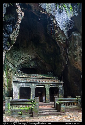 Santuary in Buddhist grotto, Thuy Son. Da Nang, Vietnam