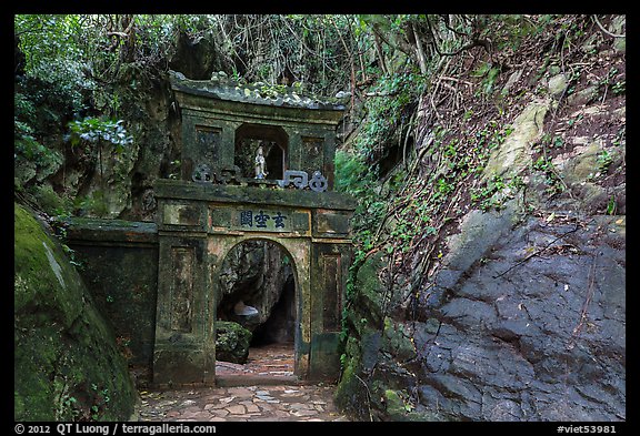 Gate in the jungle, Thuy Son hill, Marble Mountains. Da Nang, Vietnam (color)