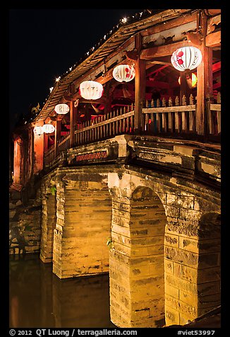 Japanese Bridge with paper lanterns. Hoi An, Vietnam (color)