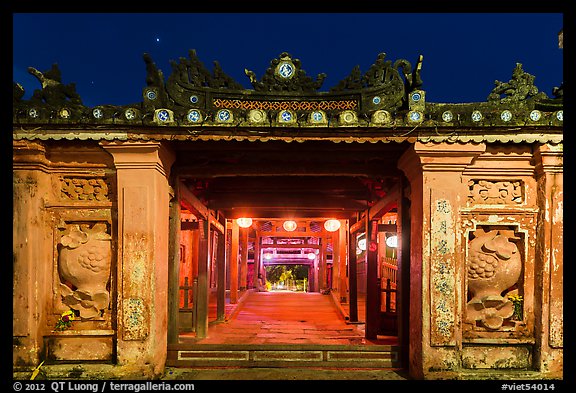 Covered Japanese Bridge gate at night. Hoi An, Vietnam