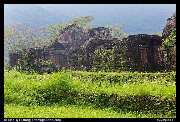 Ruined cham temples in the mist. My Son, Vietnam