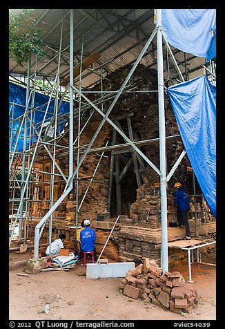 Restoration work. My Son, Vietnam (color)