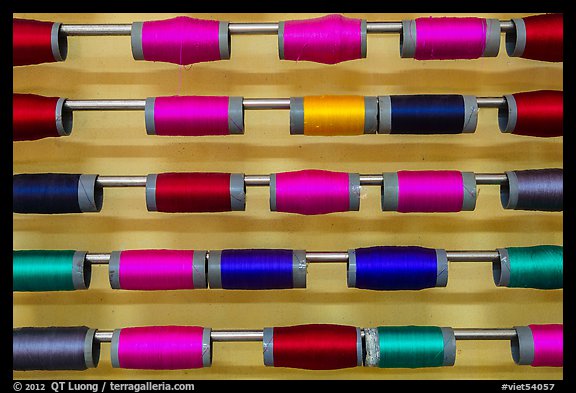 Spools of multicolored yarns. Hoi An, Vietnam (color)