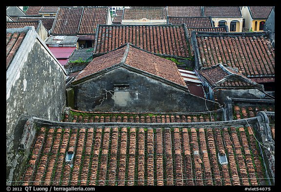 Ancient tile rooftops. Hoi An, Vietnam (color)