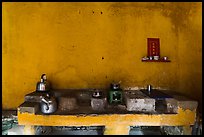 Yellow kitchen and altar. Hoi An, Vietnam (color)