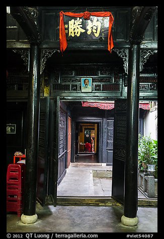 Woodwork inside Quan Thang historic house. Hoi An, Vietnam