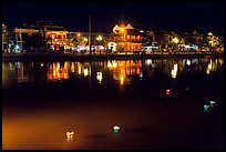 Thu Bon River with floatting candles. Hoi An, Vietnam (color)