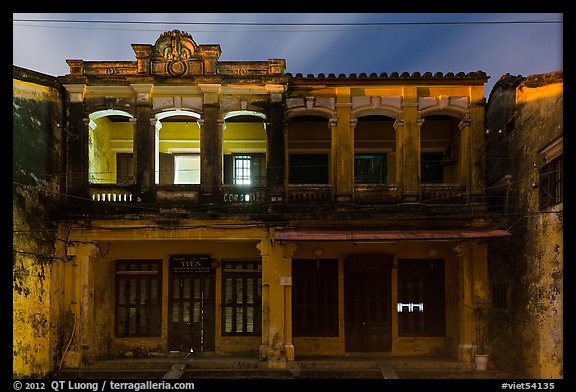 Old townhouses at night. Hoi An, Vietnam (color)