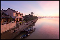 Sunrise over river and waterfront houses. Hoi An, Vietnam (color)