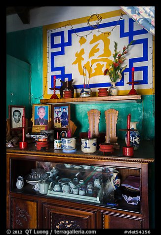 Ancestral altar, Cam Kim Village home. Hoi An, Vietnam