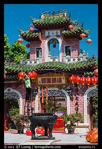 Hanging paper lanterns in Quan Cong temple. Hoi An, Vietnam (color)
