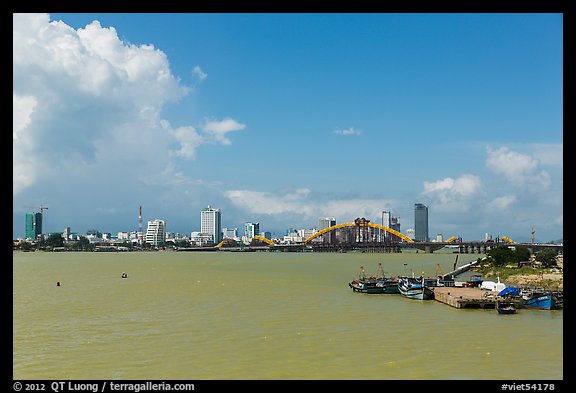 River and city skyline. Da Nang, Vietnam (color)