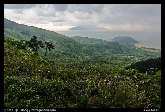 View from Hai Van pass in rainy weather, Bach Ma National Park. Vietnam