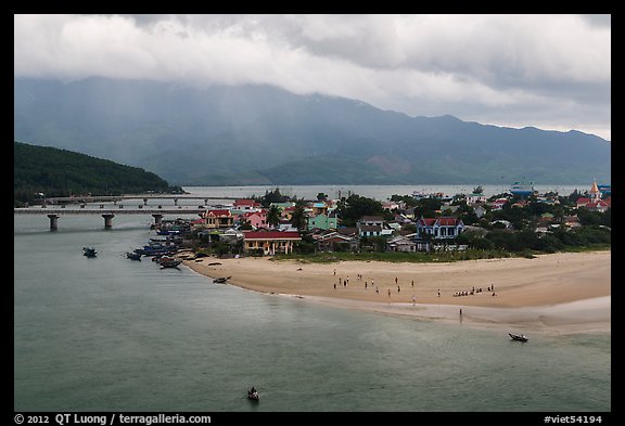 View of village and beach. Vietnam (color)