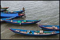 Blue fishing sampans from above. Vietnam (color)